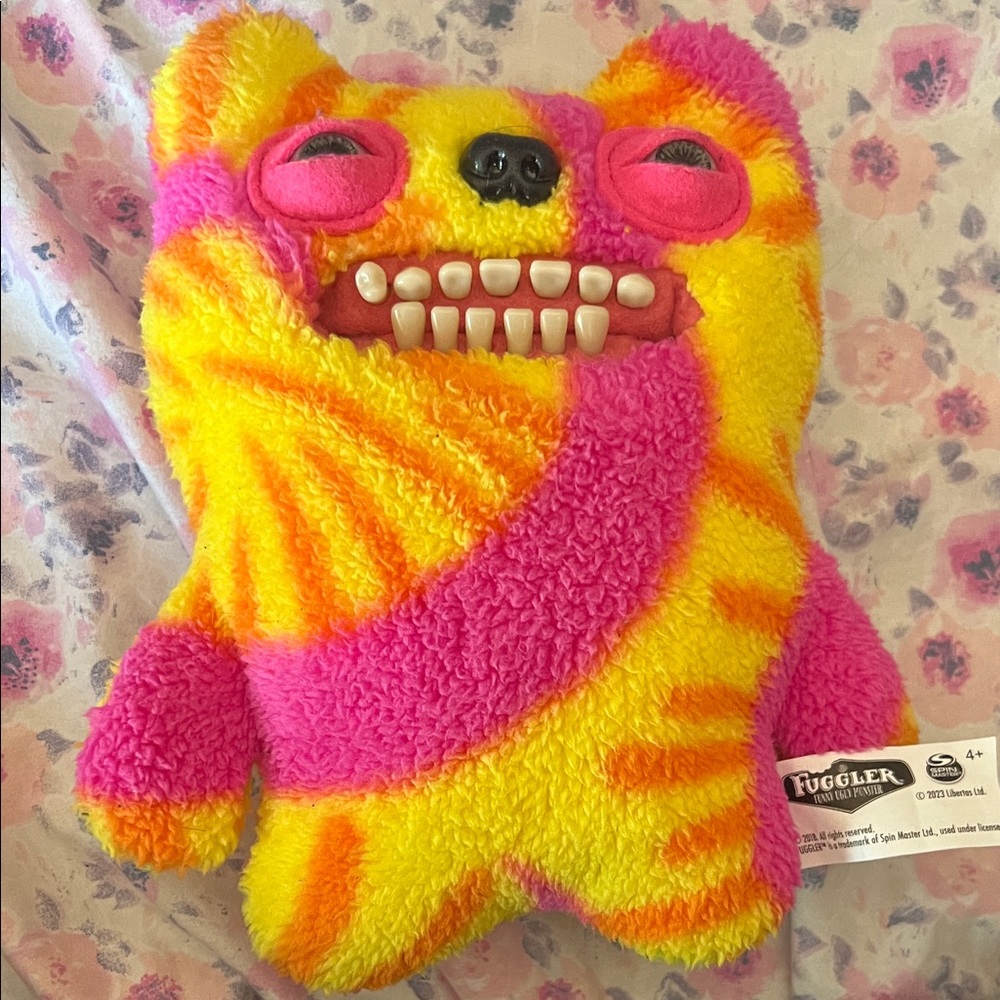 Fuggler Yellow & Hot Pink Plush Monster (SOLD)